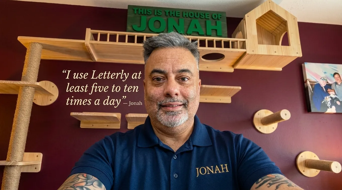 Jonah keeps Letterly in the center of his home screen