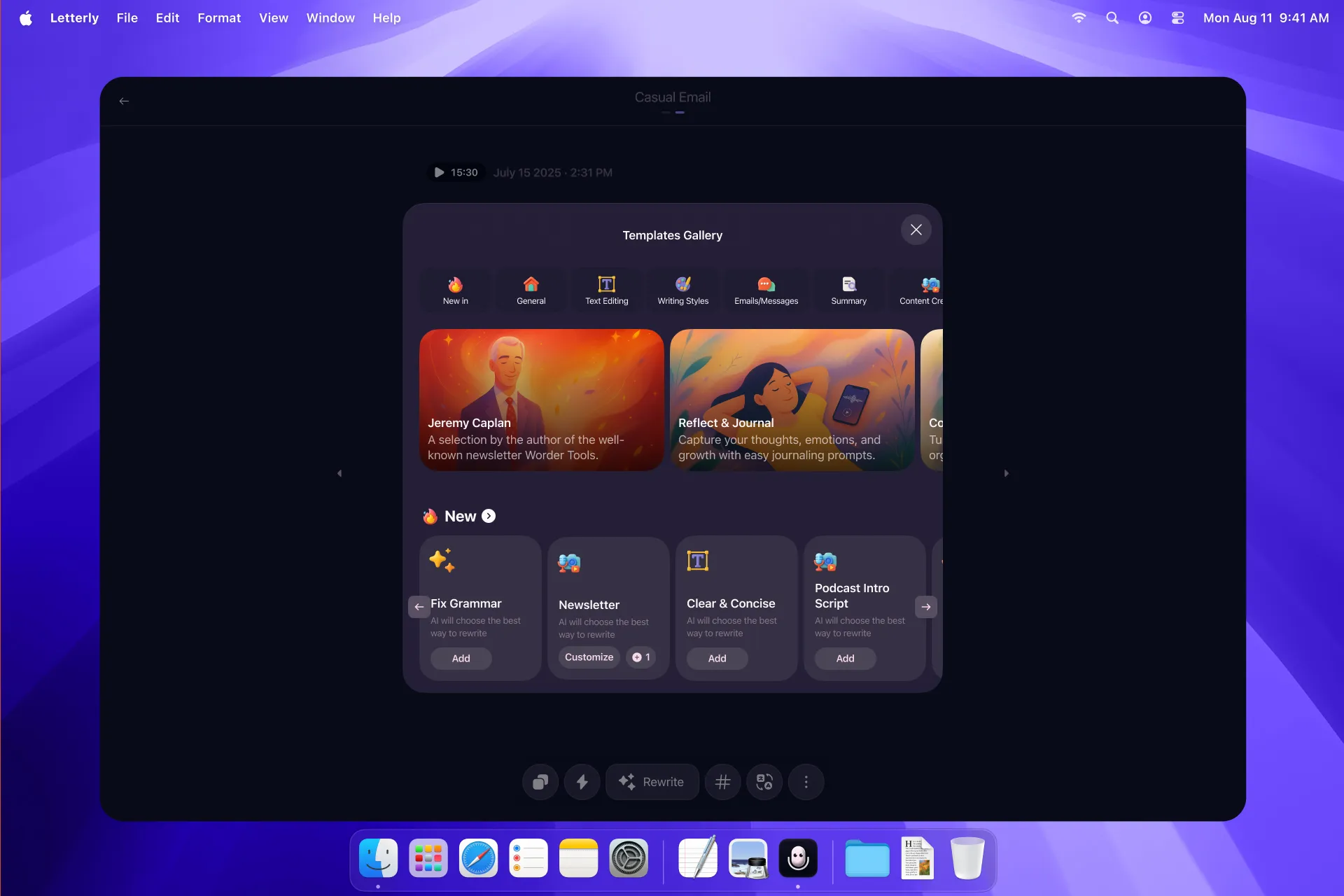 Get a clean transcript using Letterly