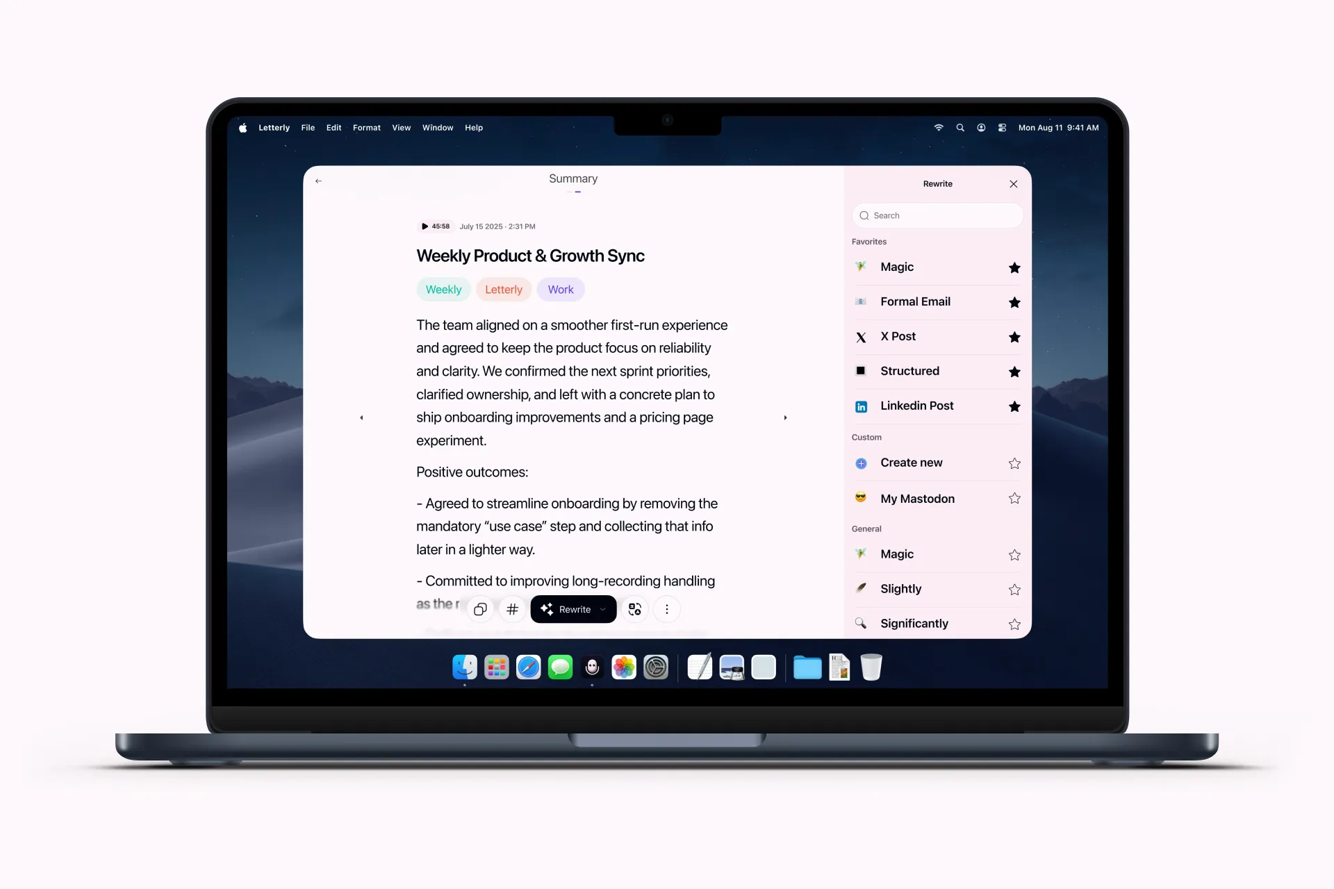 Get a summary using Letterly