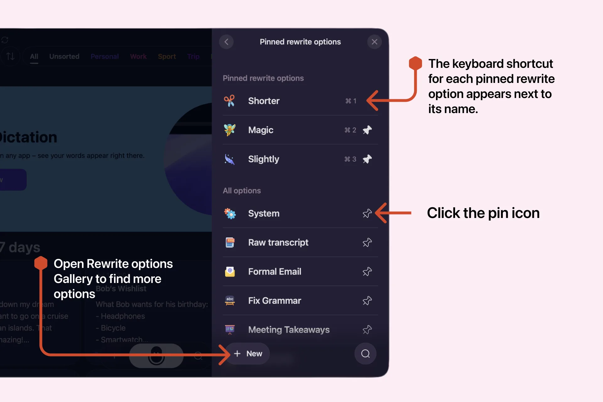 Choose pinned rewrite options