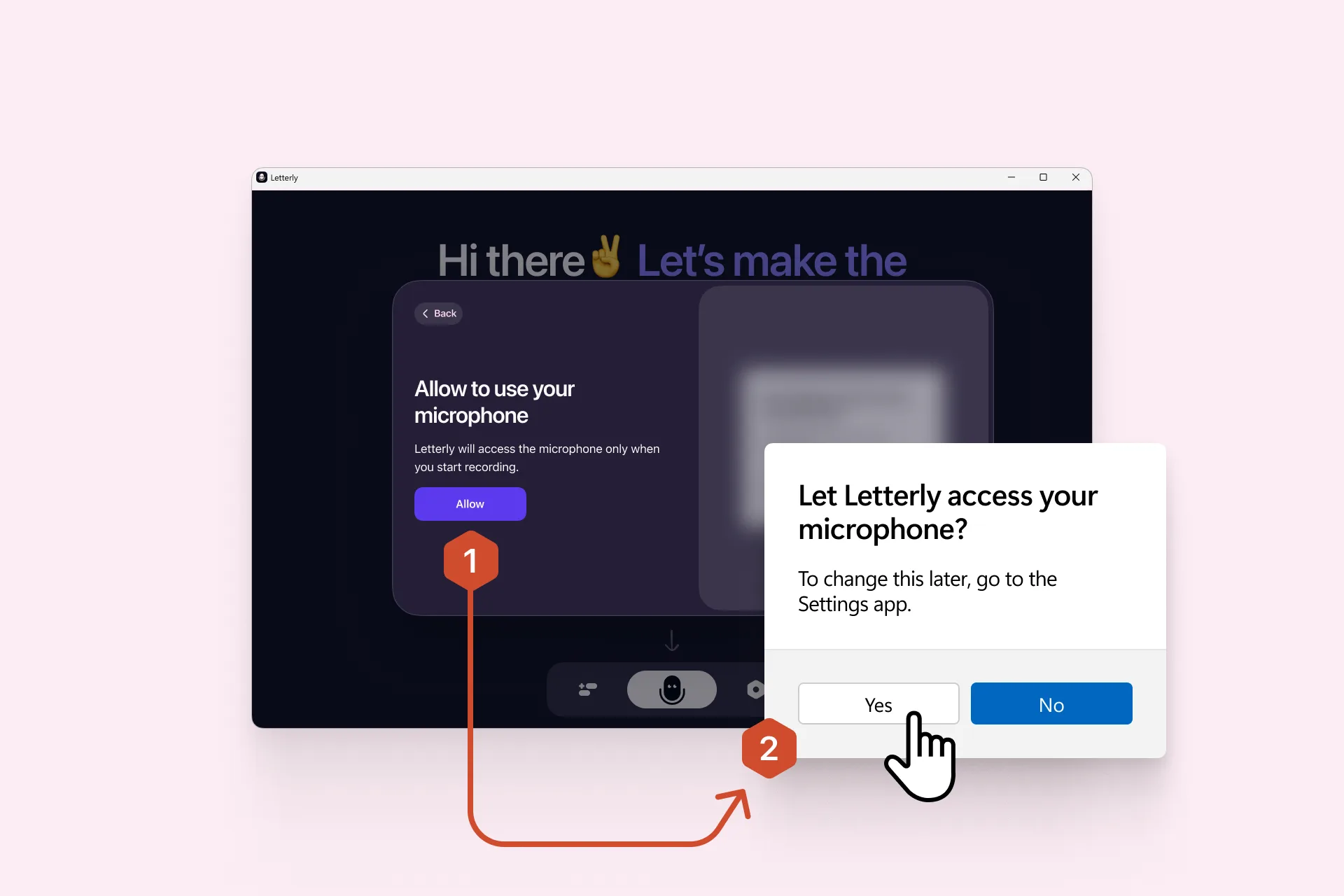 Allow microphone access for Letterly on Windows