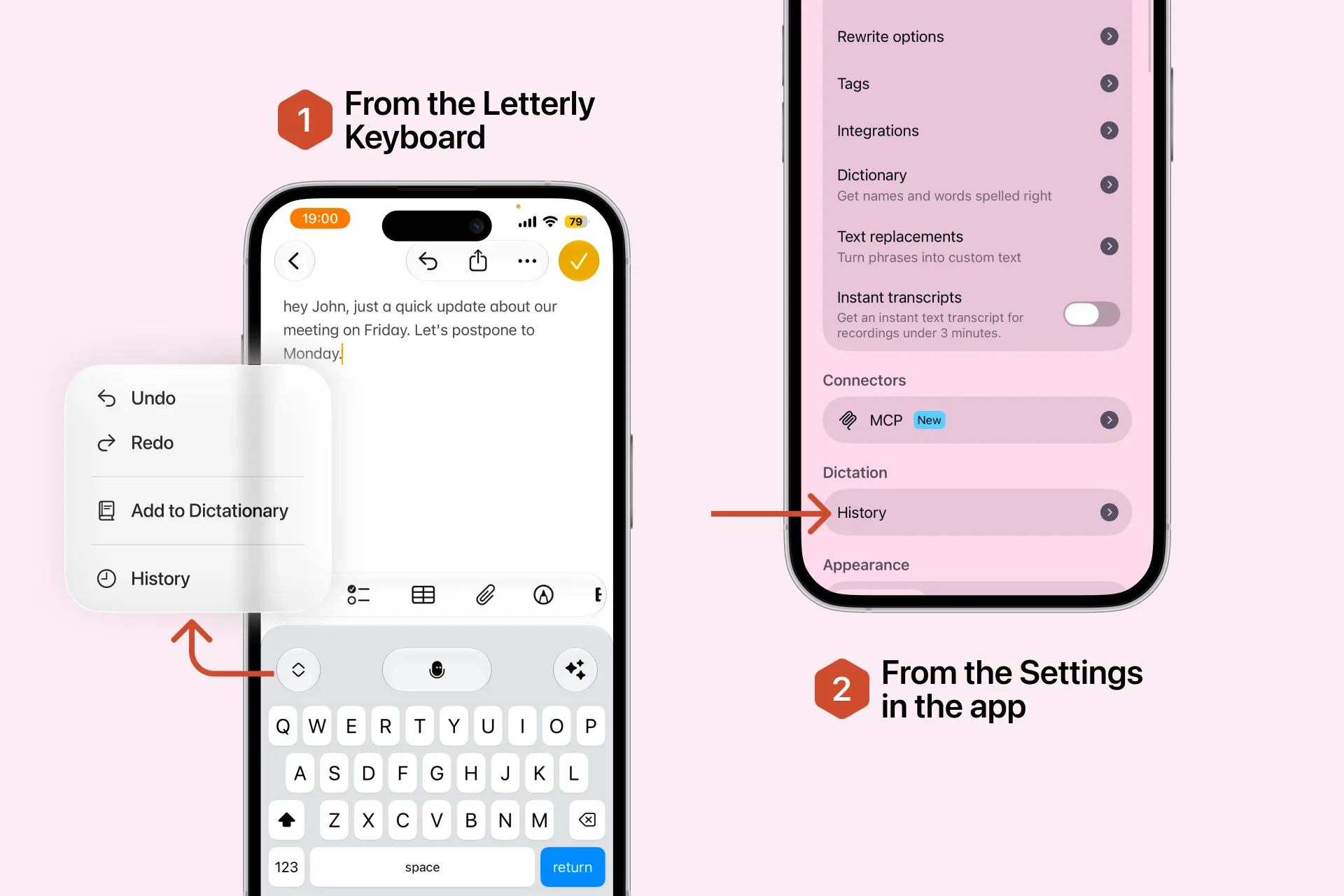 Open Dictation History