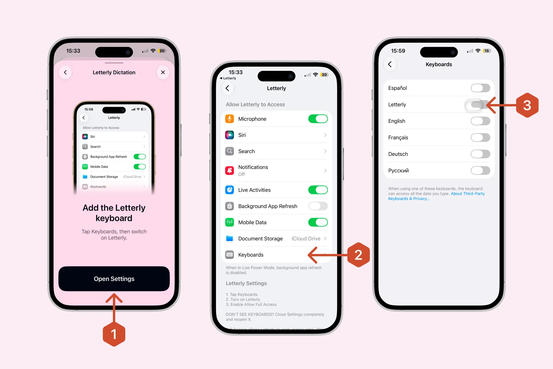 Add Letterly Keyboard in iPhone settings