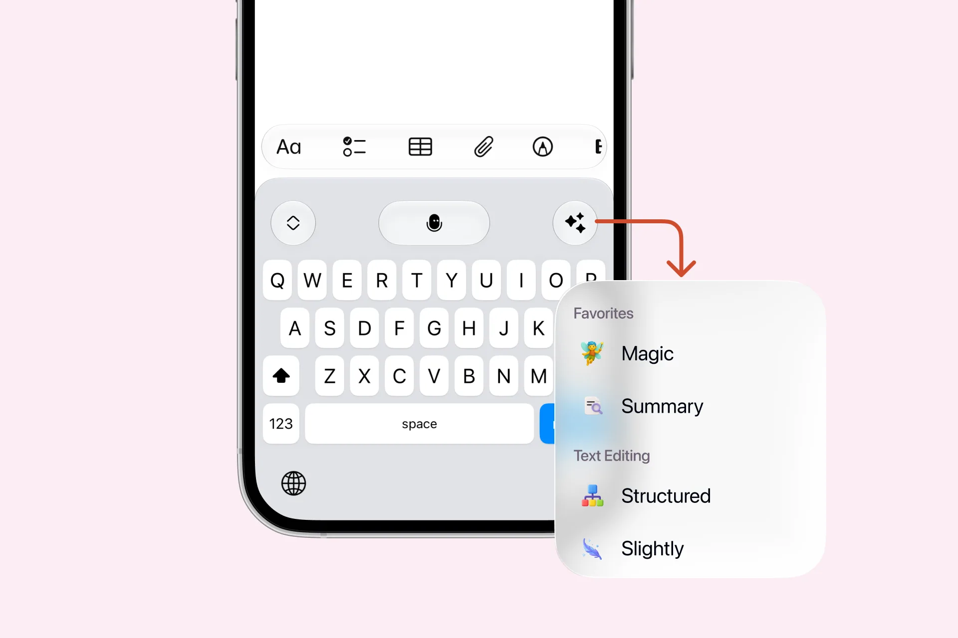 Letterly Keyboard rewrite options menu