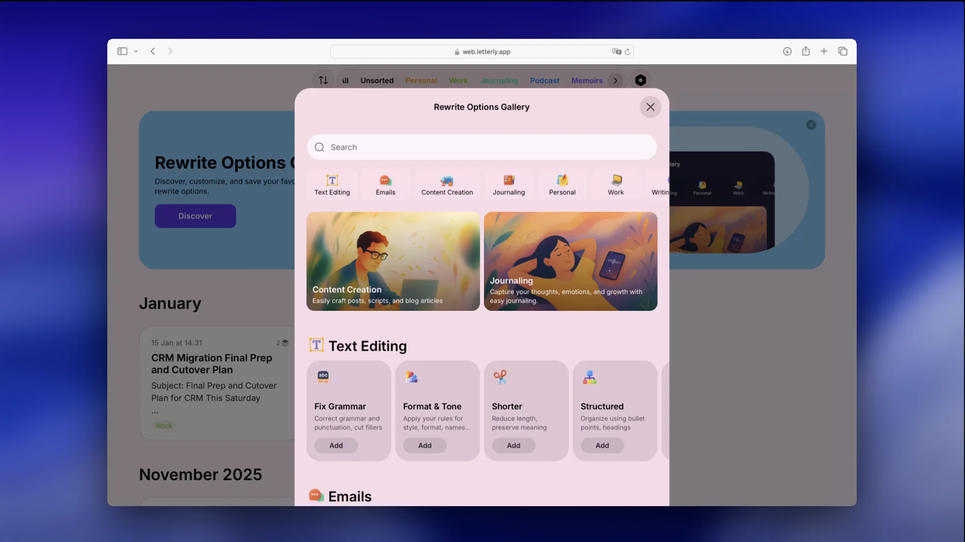 Rewrite options gallery Letterly