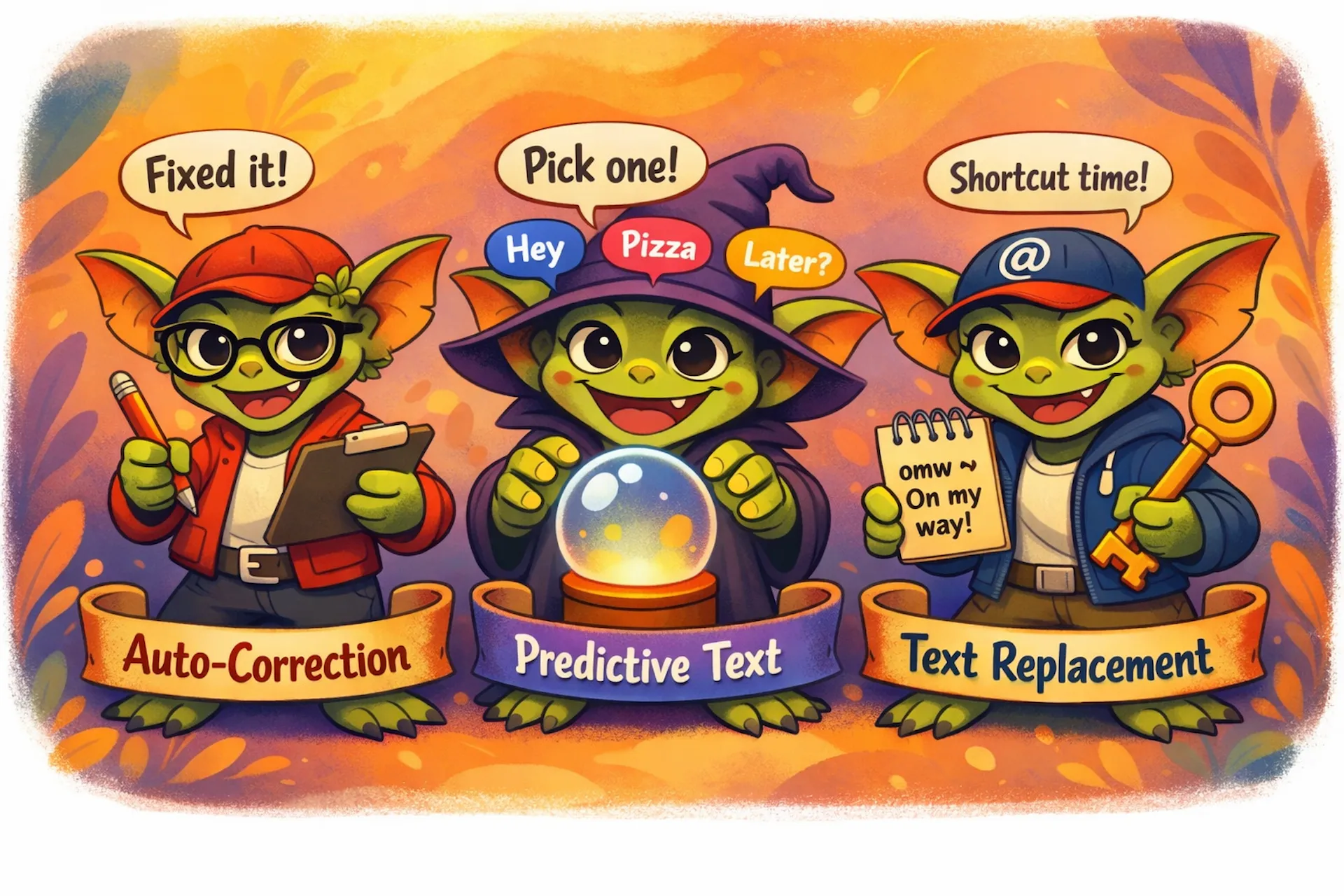 Auto-correction, predictive text and text replacement on iPhone