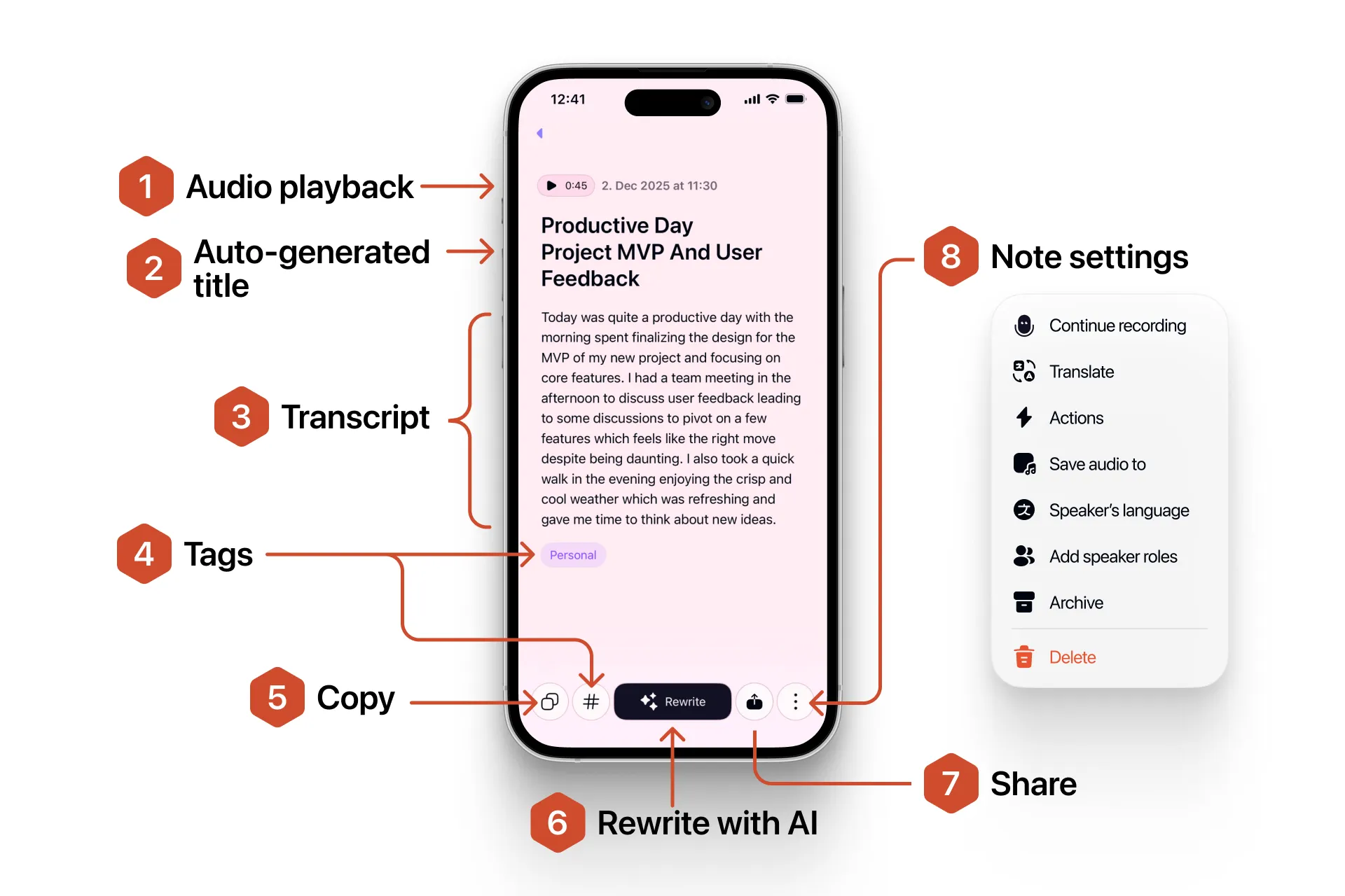 Improve, rewrite, translate your note 