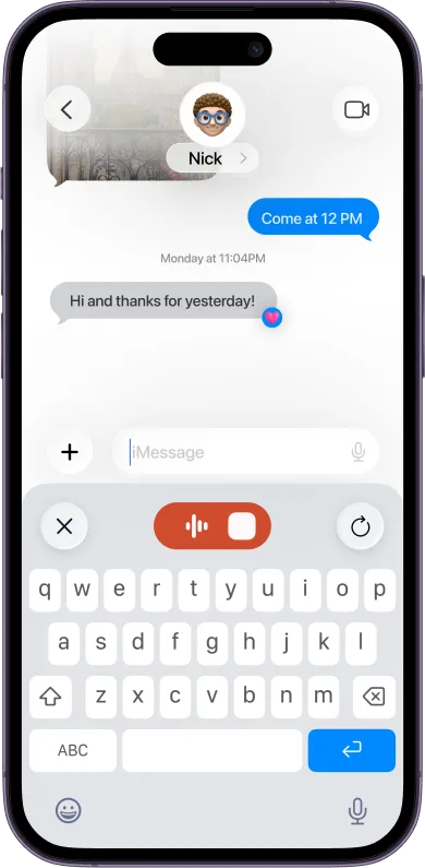 Letterly dictation in iMessage