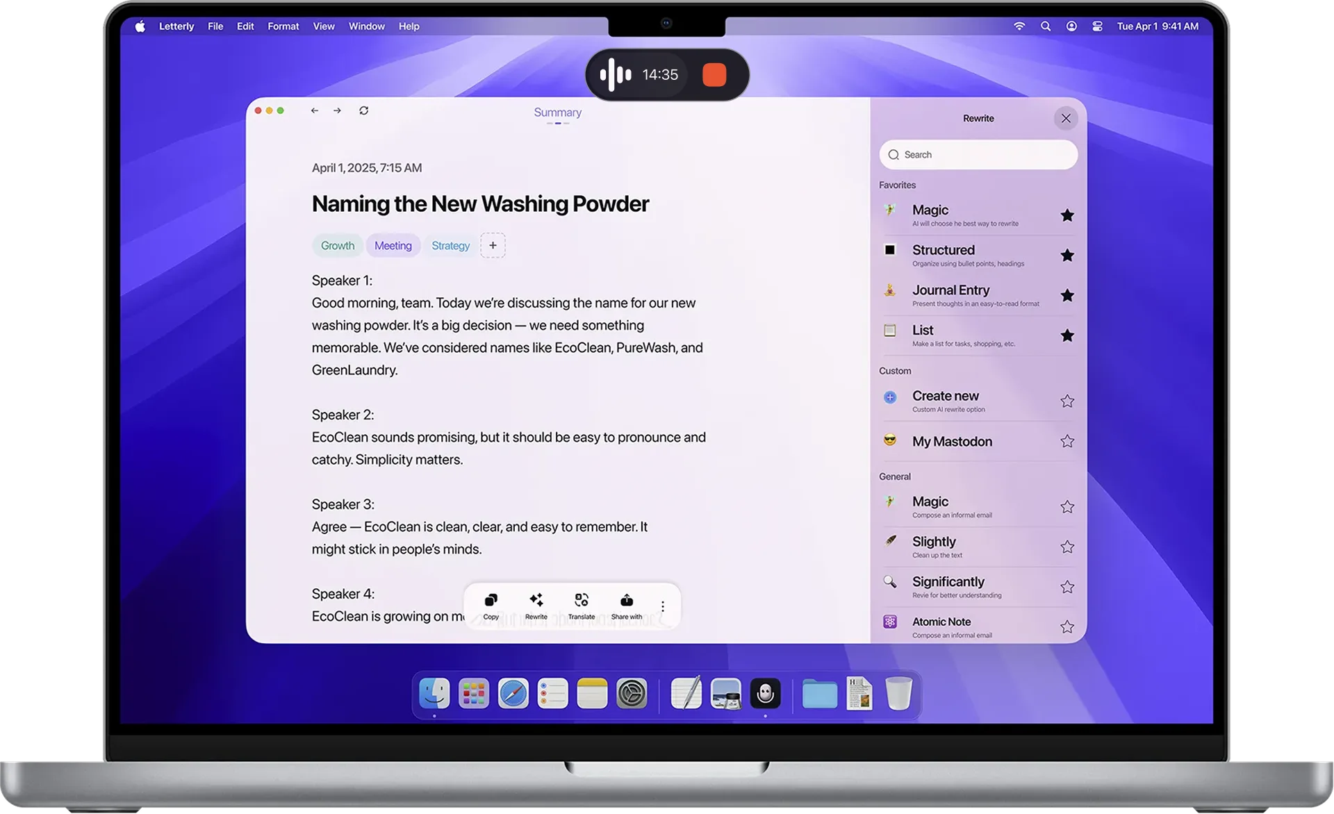 Letterly on Mac